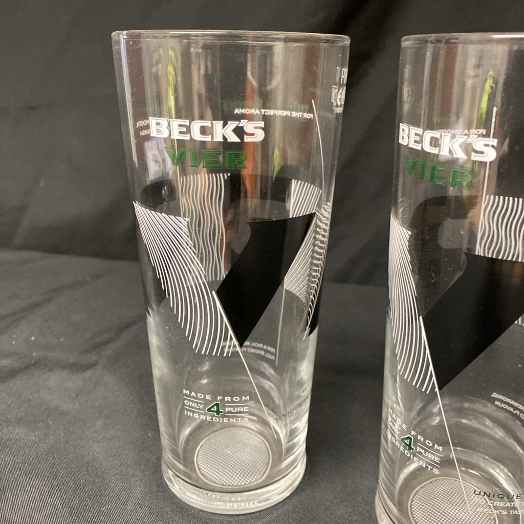 2X Becks Vier Pint Glasses Lager Beer Bitter Drinks Home Bar Pub Party -(1329)