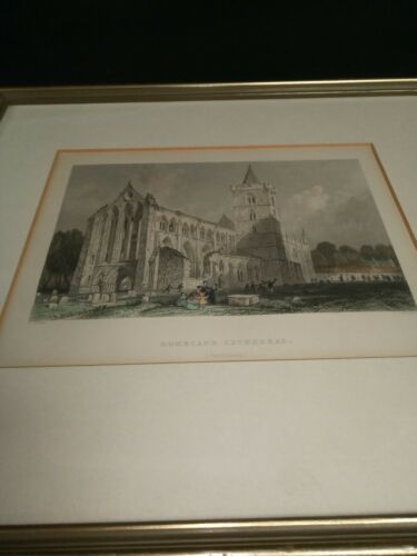 W. Radclyffe T. Allom Engraving 1838 Dumblane Cathedral - Original framed (7008