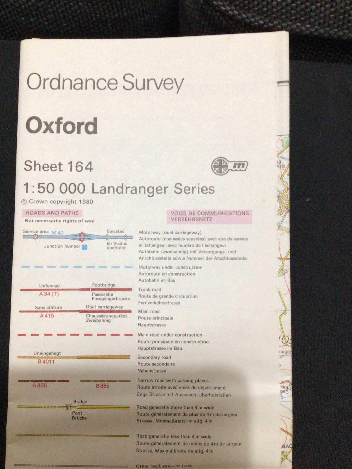 MAP - Ordnance Survey 1:50 2nd Series 1980 -Oxford #164 (8673)