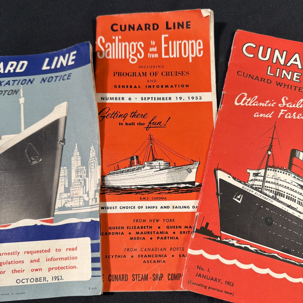 Cunard Line White Star Sailings and costs brochures leaflets dated 1953 - (2053)
