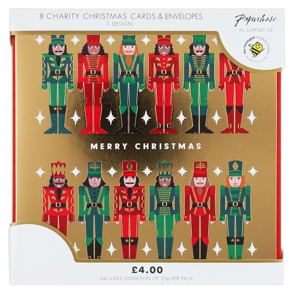 BULK BUY 8 x PACKS OF 8 CARDS Christmas Nutcrackers on Gold on heavy Card