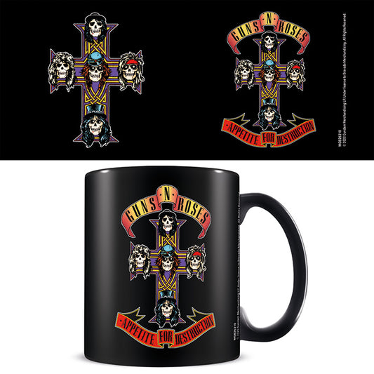 MUG Boxed Ceramic - MUSIC - Guns N Roses Appetite Cross - Black mug