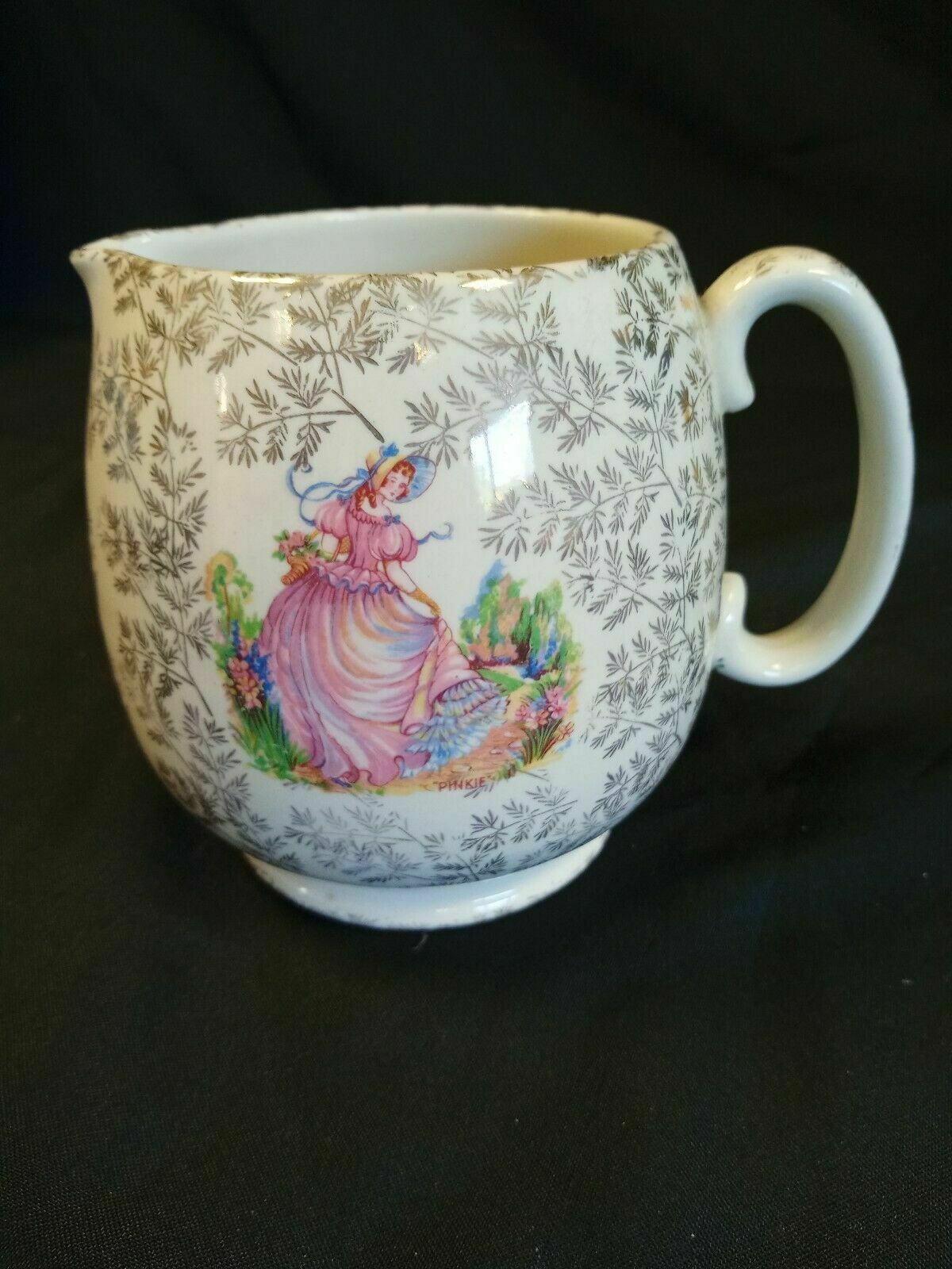 Vintage Jug Sadler Pinkie Crinoline Lady Gilded 12cm Tall - (7889)