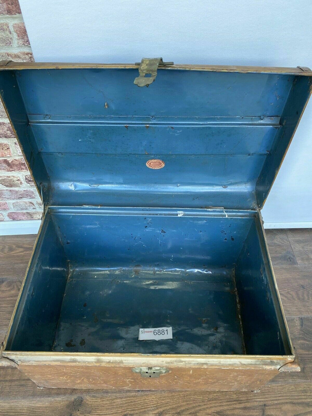 Vintage Large Metal Trunk Evans & Matthews Bull St. Birmingham - (6881)