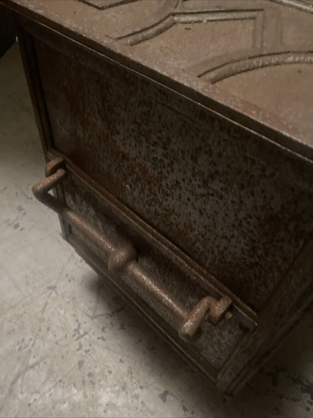 Antique Victorian Safe Metal Strongbox Ornate Rare Piece - (5056)