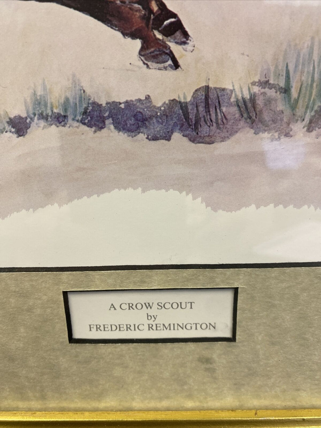 Frederic Remington A Crow Scout Watercolour print signed by Eugene Field  (7820