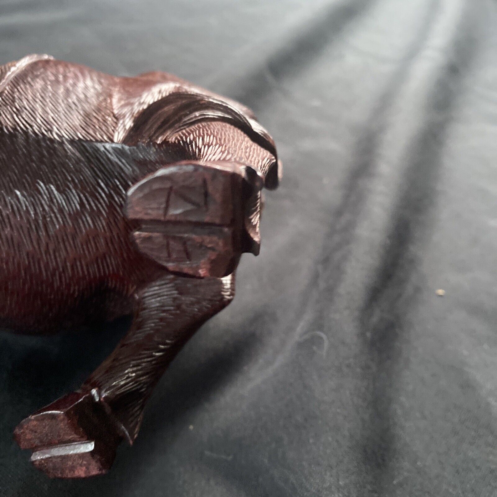 Late 19th century Chinese hardwood carved water buffalo or oxen Signed - (9404)