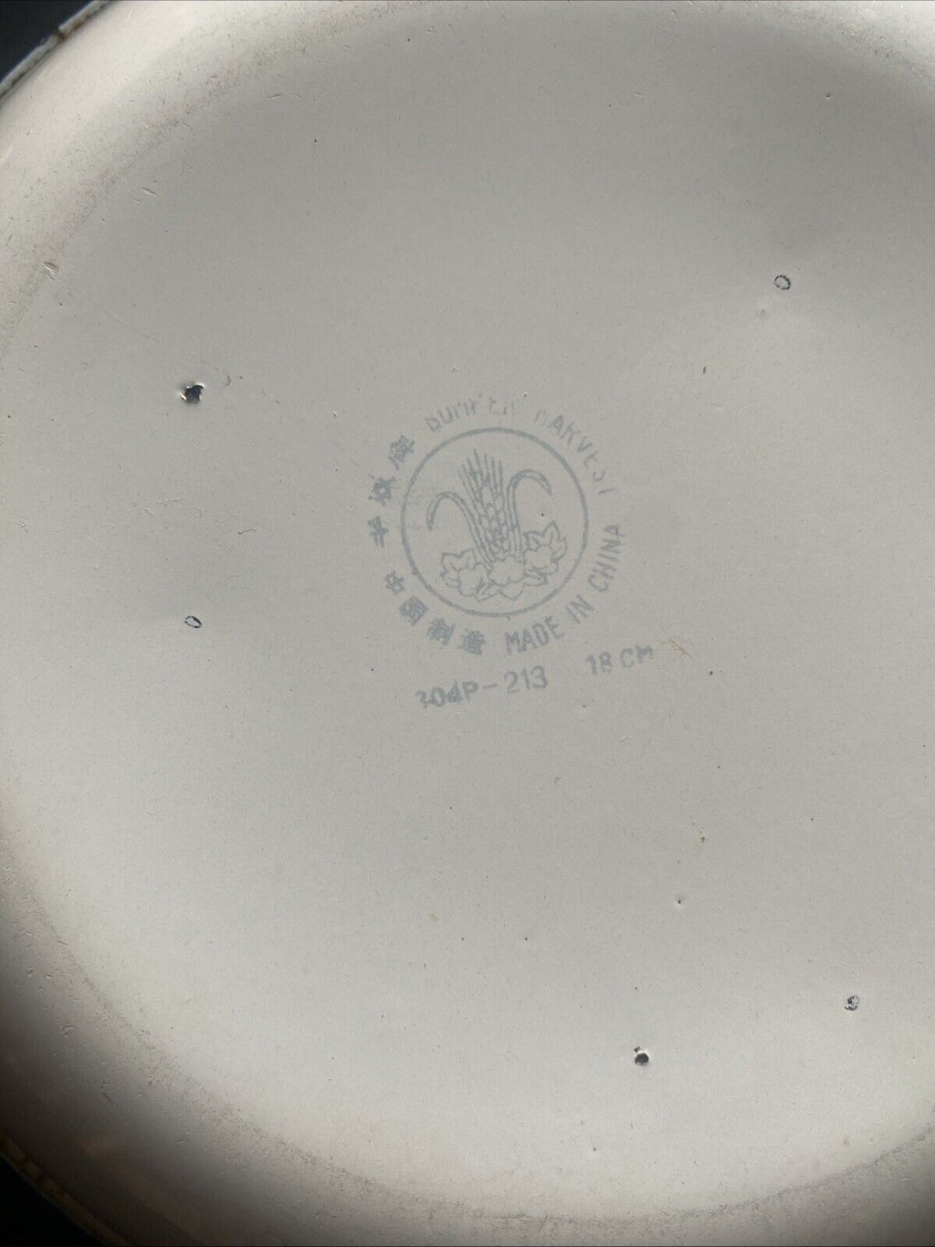 Chinese Enamelware Bumper Harvest 5 x Plates / Bowls Pink Blue White (5874)