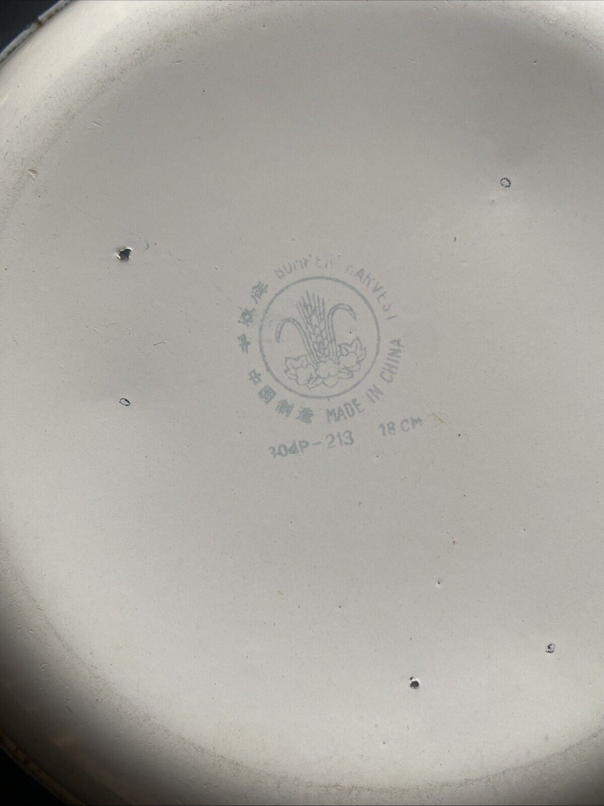 Chinese Enamelware Bumper Harvest 5 x Plates / Bowls Pink Blue White (5874)