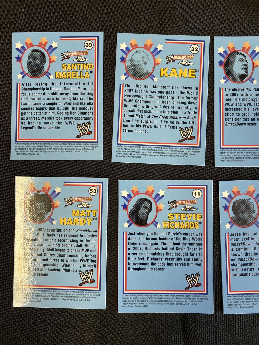 Topps WWE Chrome 2008 MINT Opened to Identify 8 x Chrome Cards - (7363)