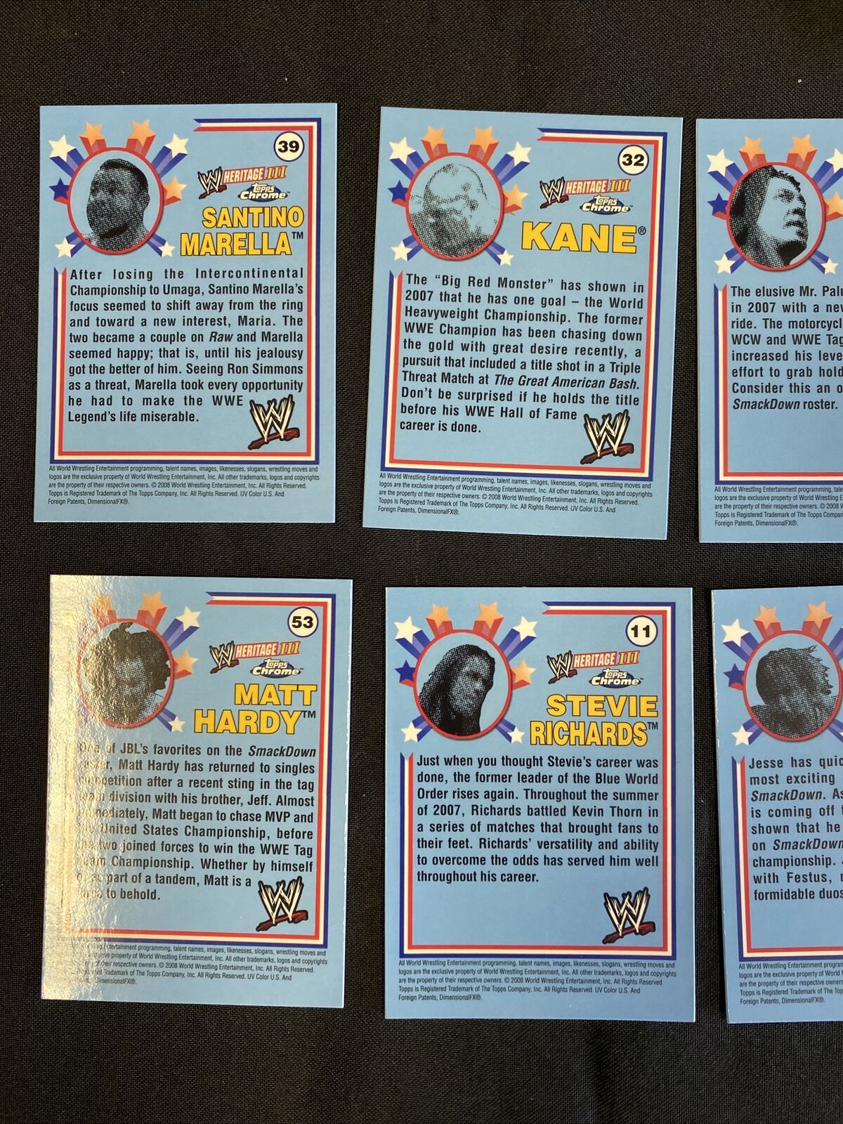 Topps WWE Chrome 2008 MINT Opened to Identify 8 x Chrome Cards - (7363)