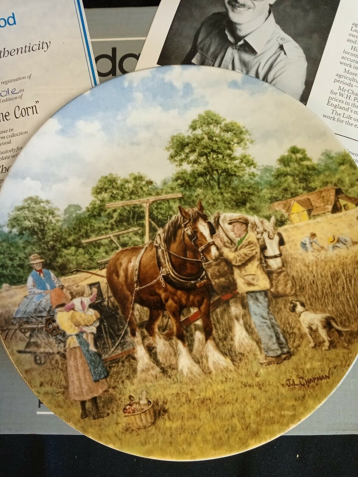Wedgwood Queensware Collectors Boxed Plate Lim. Ed. 1989 Binding The Corn (7879)