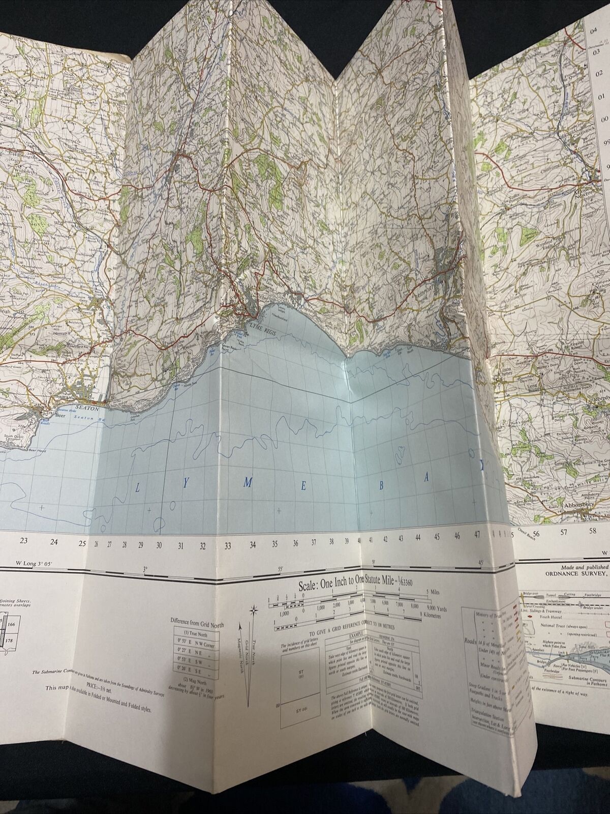 MAP - Ordnance Survey 1 inch 7th Series 1968 - Taunton & Lyme Regis CLOTH #177 (8679