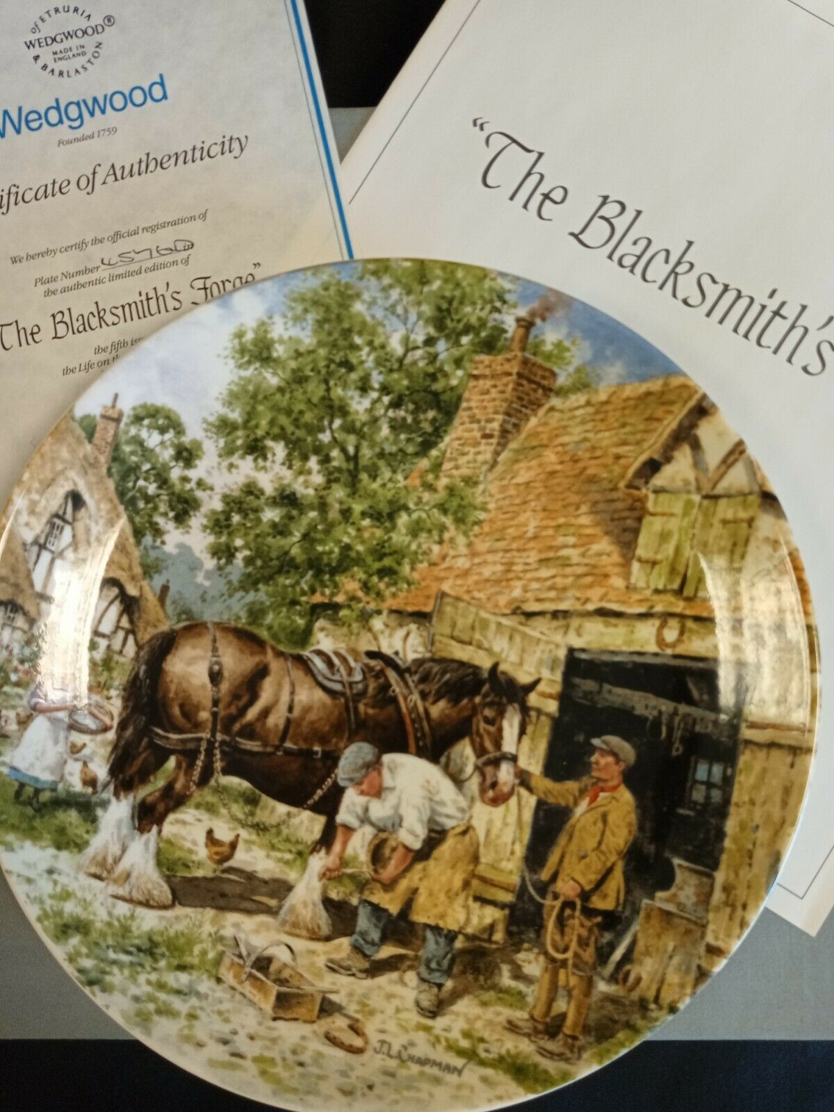 Wedgwood Queensware Collectors Boxed Plate 1989 The Blacksmith's Forge (7881)