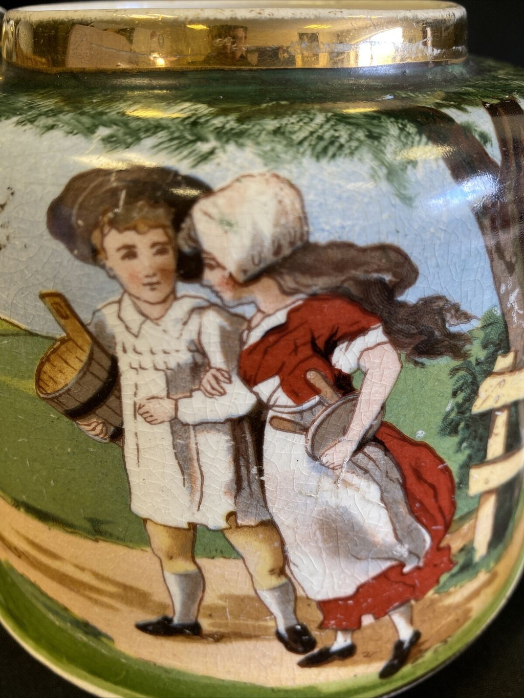 Genuine Staffordshire Benthall - Salopian Teapot Jack & Jill 1920's RARE - (7568