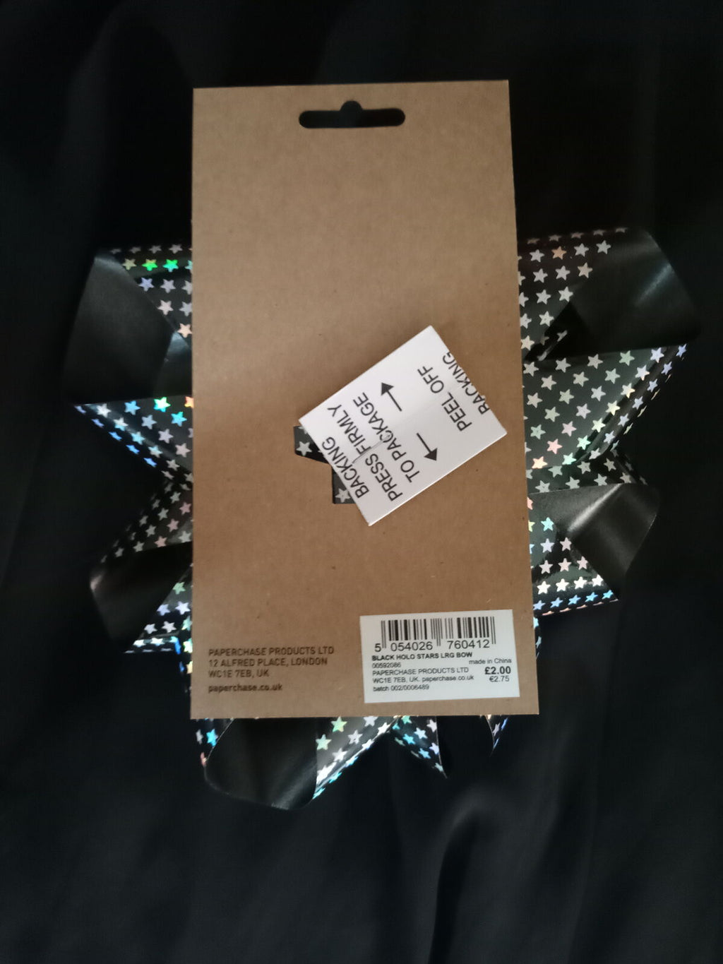 Bow Pre made - Black Large 7" with Hologram stars - High Quality - (0412)
