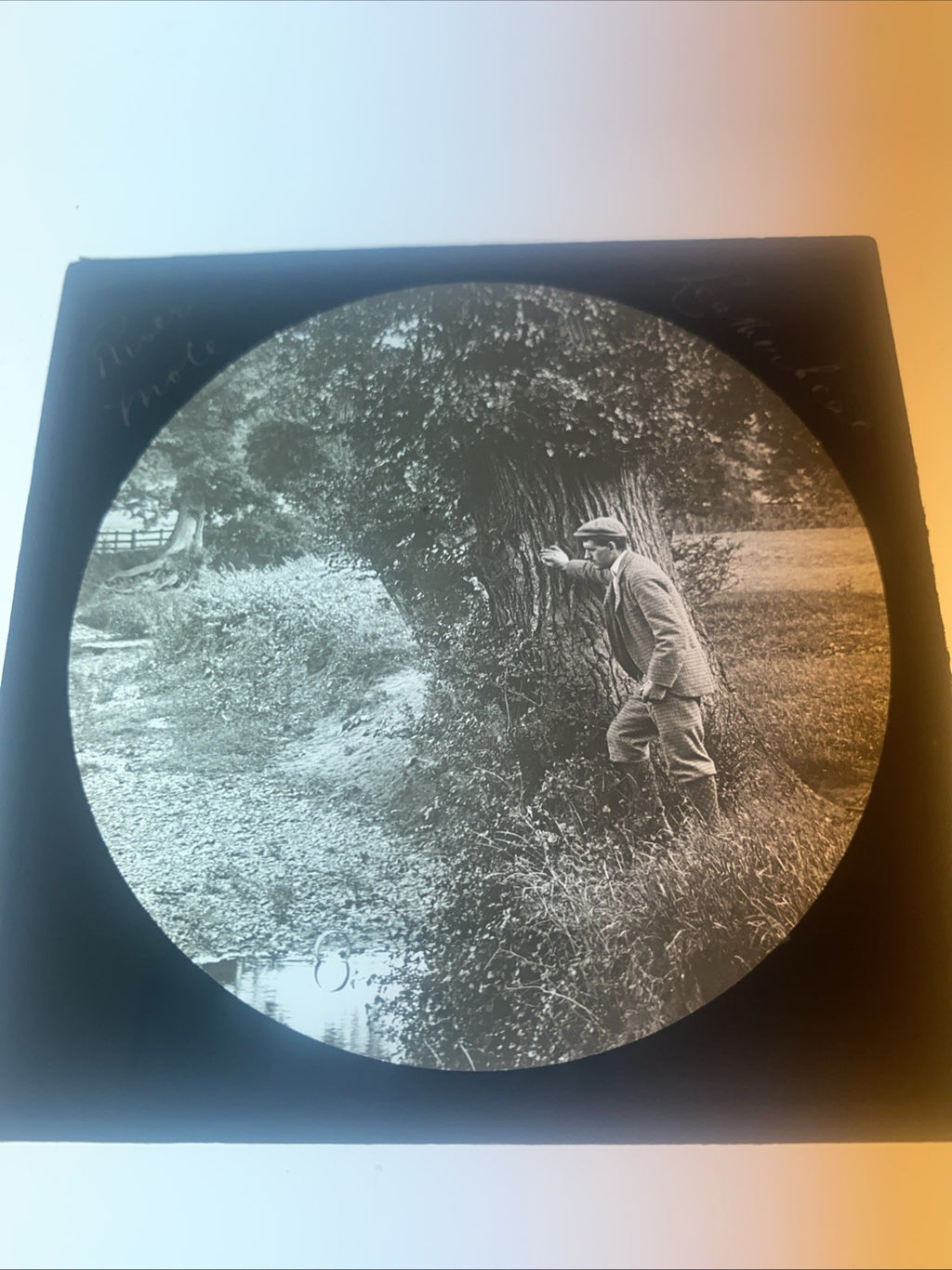 Magic Lantern Victorian Glass Square Antique Photo River Mole Leatherhead (1066)