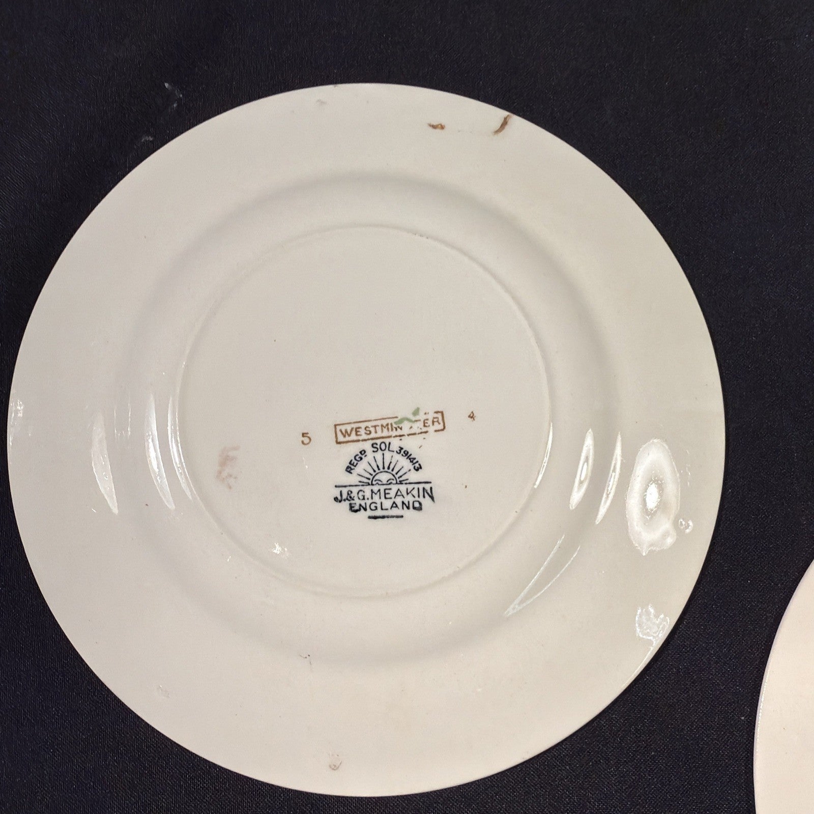 J&G Meakin Westminster design Green & Gold 3 x Side Plates 18cm D.  -(2074)