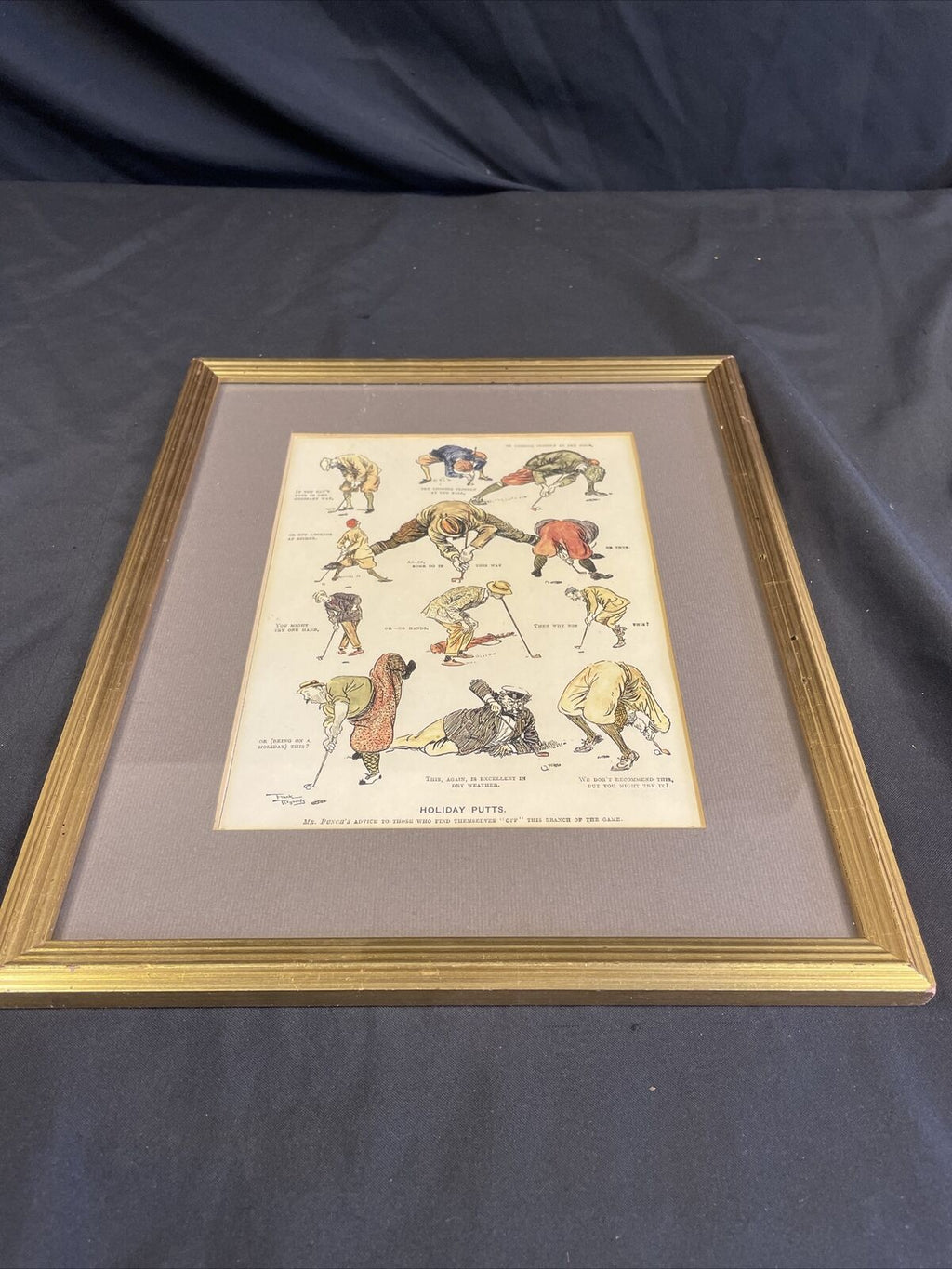 Vintage Print Holiday Putts by Mr Punch Framed Glazed 36cm x 31cm - (8139)