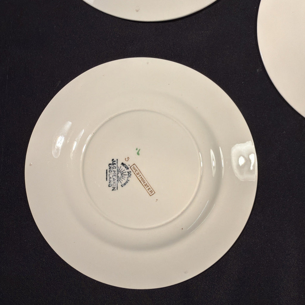 J&G Meakin Westminster design Green & Gold 3 x Side Plates 18cm D.  -(2074)