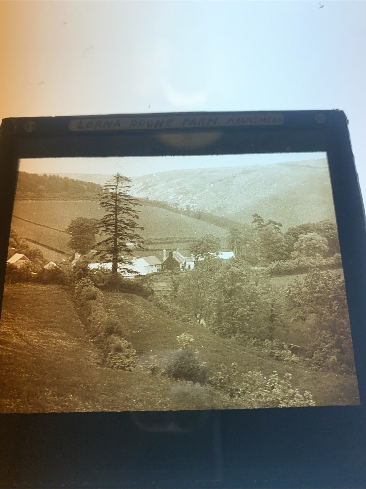 Magic Lantern Victorian Glass Square Photo Lorna Doone Farm Malmsmead (1073)