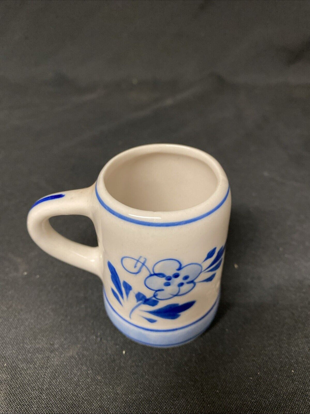 Delfts Blue Hand Painted Blue & White Miniature China Stein Tankard - (5821)