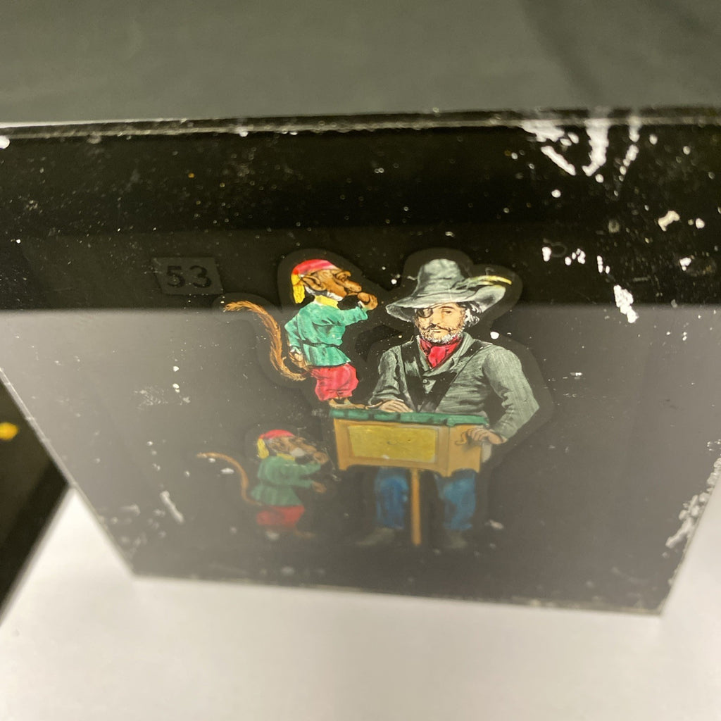 Magic Lantern Victorian Glass Square Handpainted Circus x 3 Slides (1064)