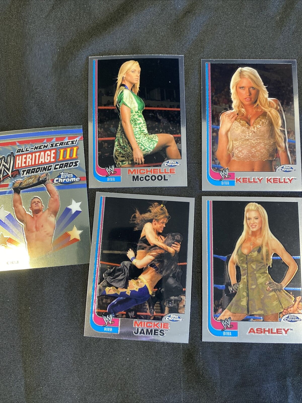 Topps WWE Chrome 2008 MINT Opened to Identify 4 x Diva + 1 Checklist Card (6658