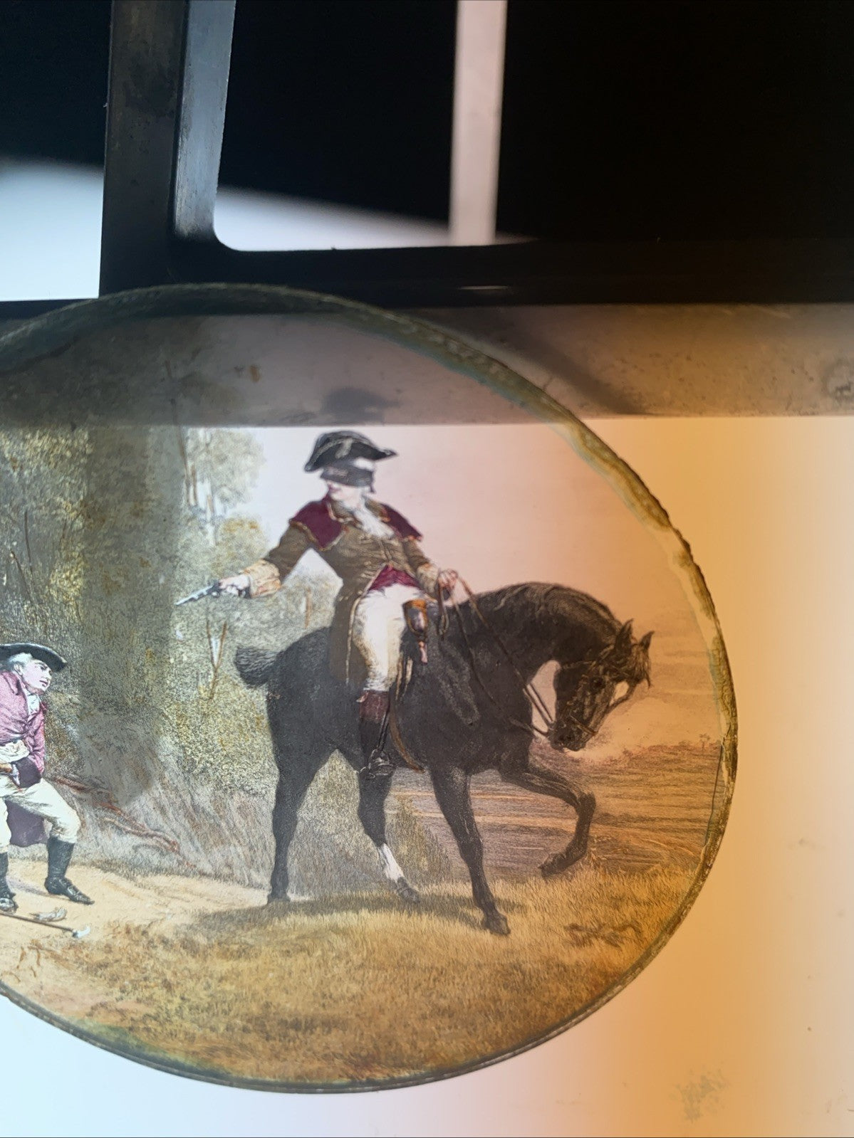 Magic Lantern Victorian Glass Round Handpainted Slide The Highway Man (1123)