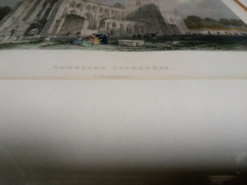 W. Radclyffe T. Allom Engraving 1838 Dumblane Cathedral - Original framed (7008