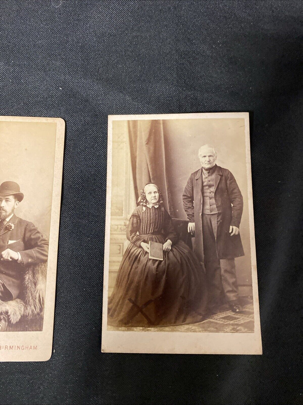 Victorian Carte De Vista CDV's x 2 Features Couples, Birmingham - (5449)