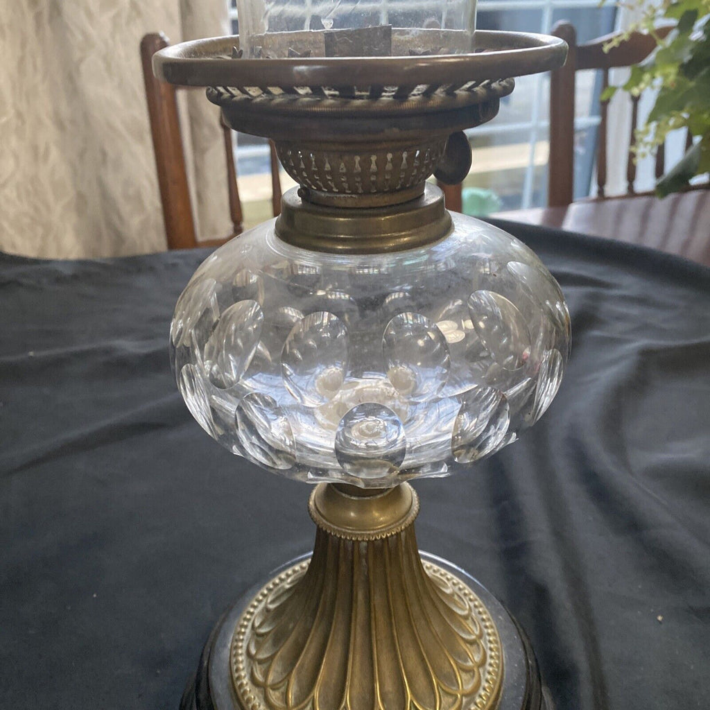 Oil Lamp brass Victoria Patent Aladdin chimney glass bulb - 9402