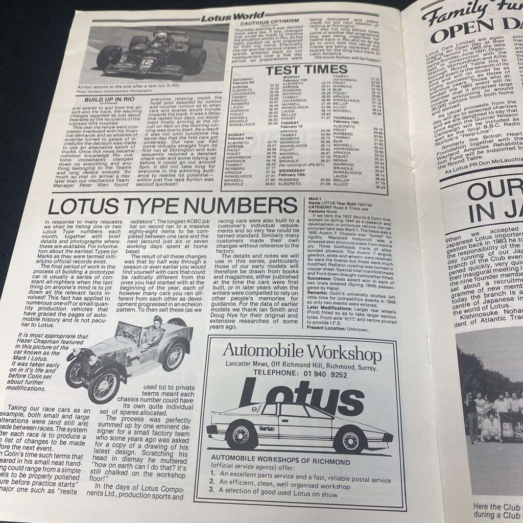 Lotus World Magazine Team Lotus 1985 with misprinted date -(8932)