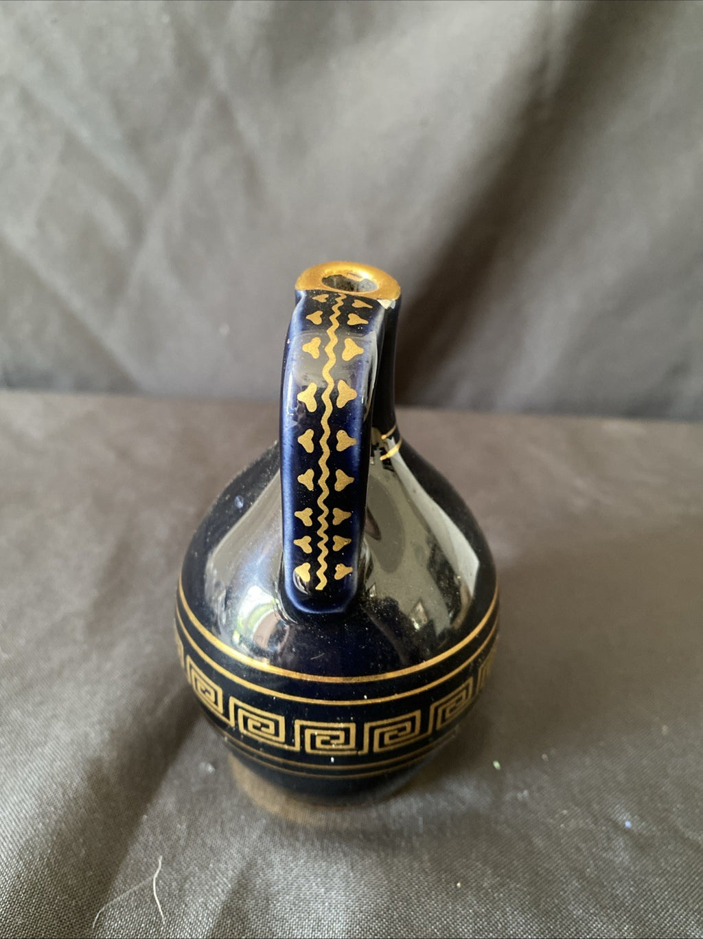 Water Pot / Urn with Handle Made in Greece 24k Gold decoration 11cm tall (5456)