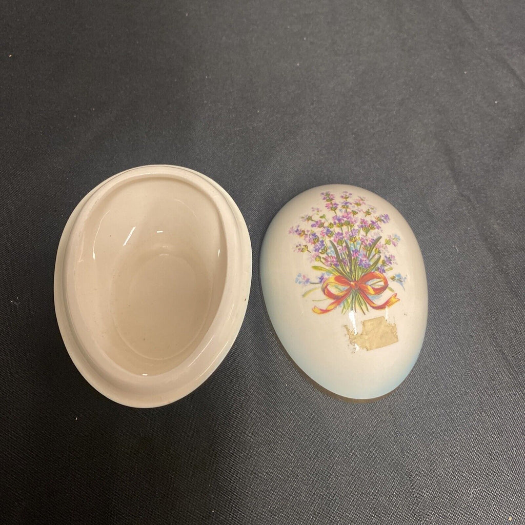 Trinket Box EGG - Royal Worcester Ringtons Tea 1982 Pottery egg - (9195)