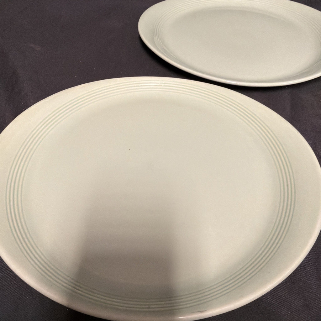 Wood's Ware Beryl Utility Green 2 x steak Oval Plate 28cm Diameter- (1932) 