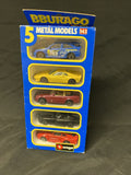 Vintage 1990's BBurago 5x Metal Car Models Cod. 4301 Diecast Mint Made in Italy