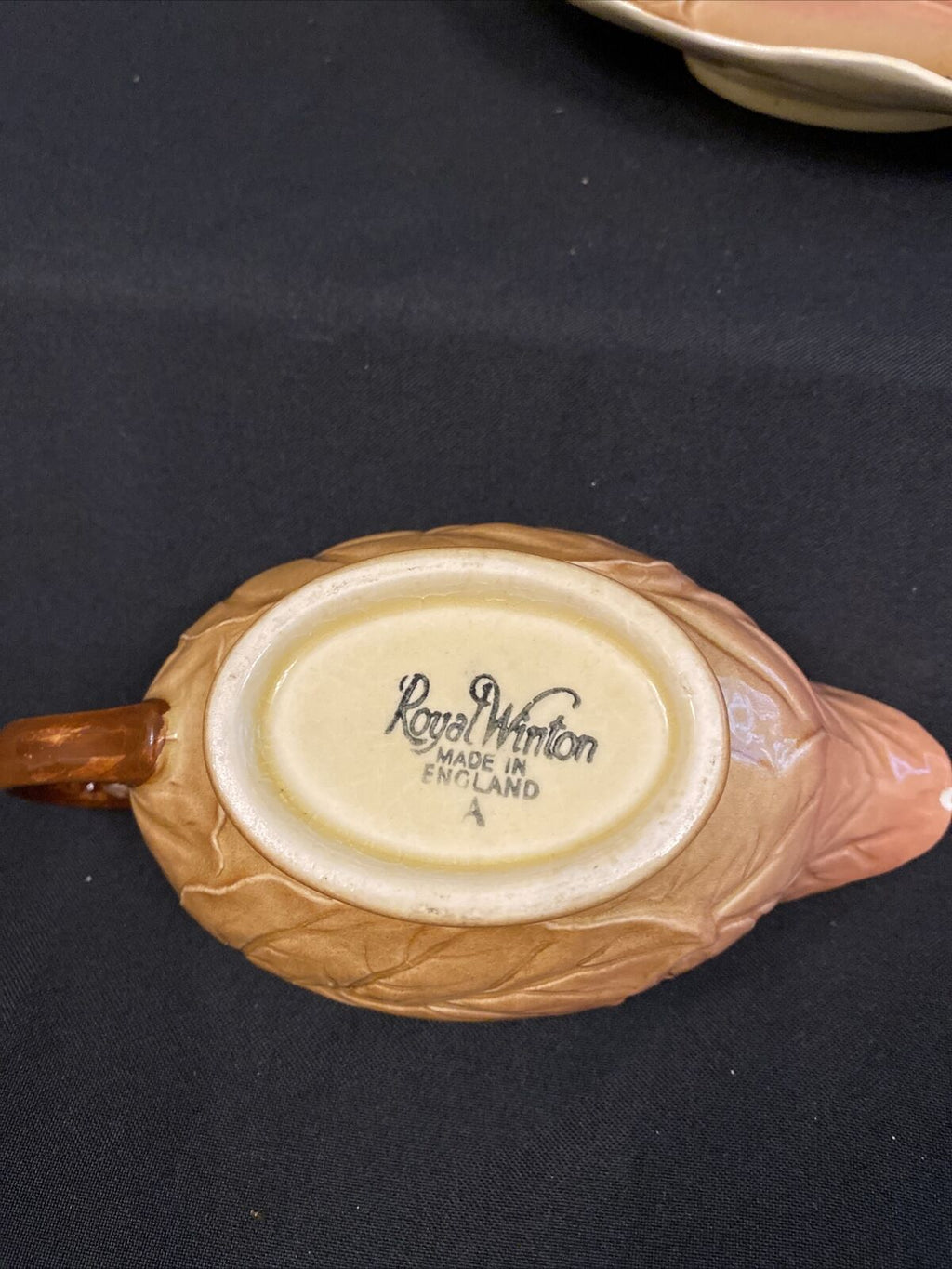 Vintage Royal Winton Autumn Leaves sauce gravy boat and plate - (8461)