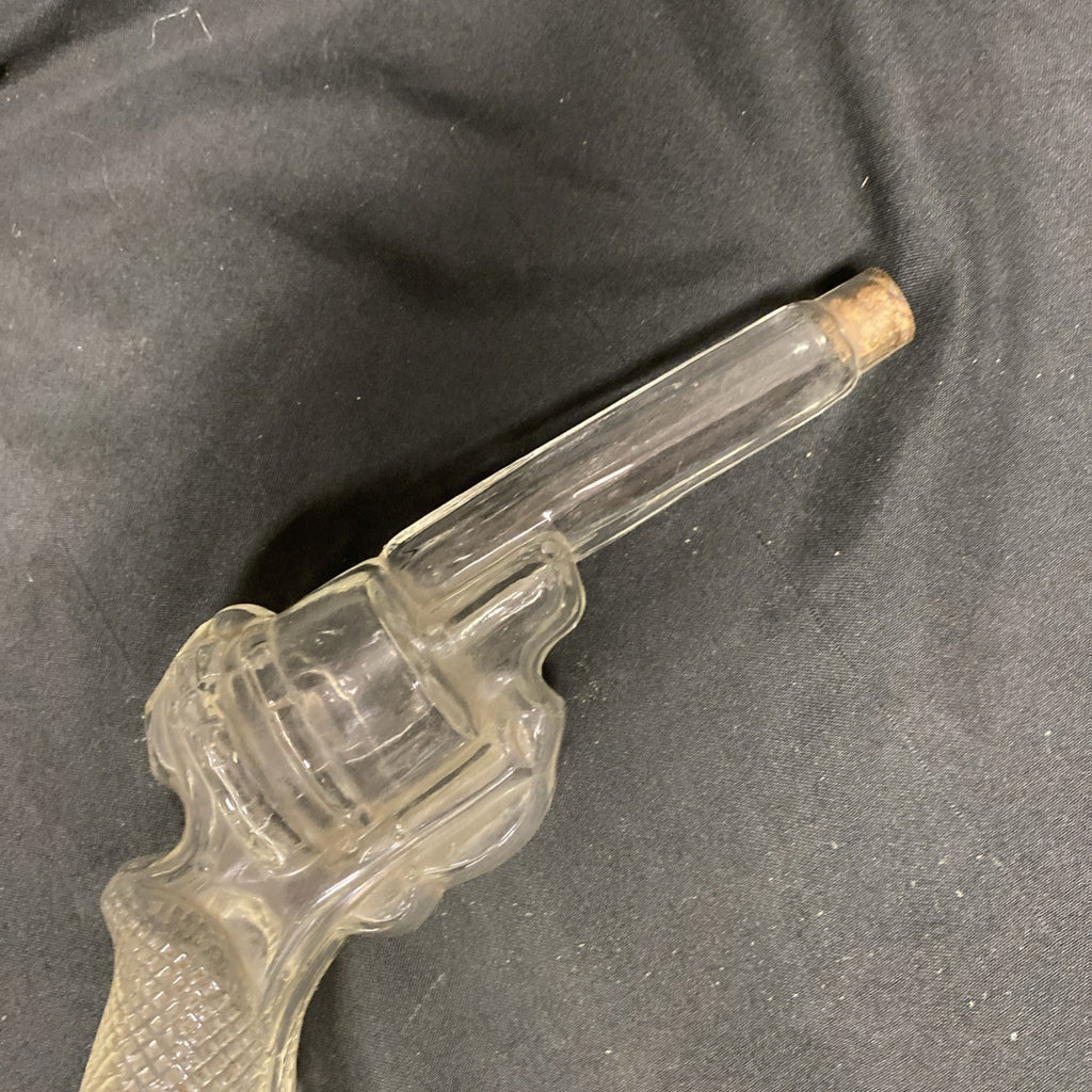 1920s Glass revolver bottle pistol gun Candy liquor storage antique - (1674)