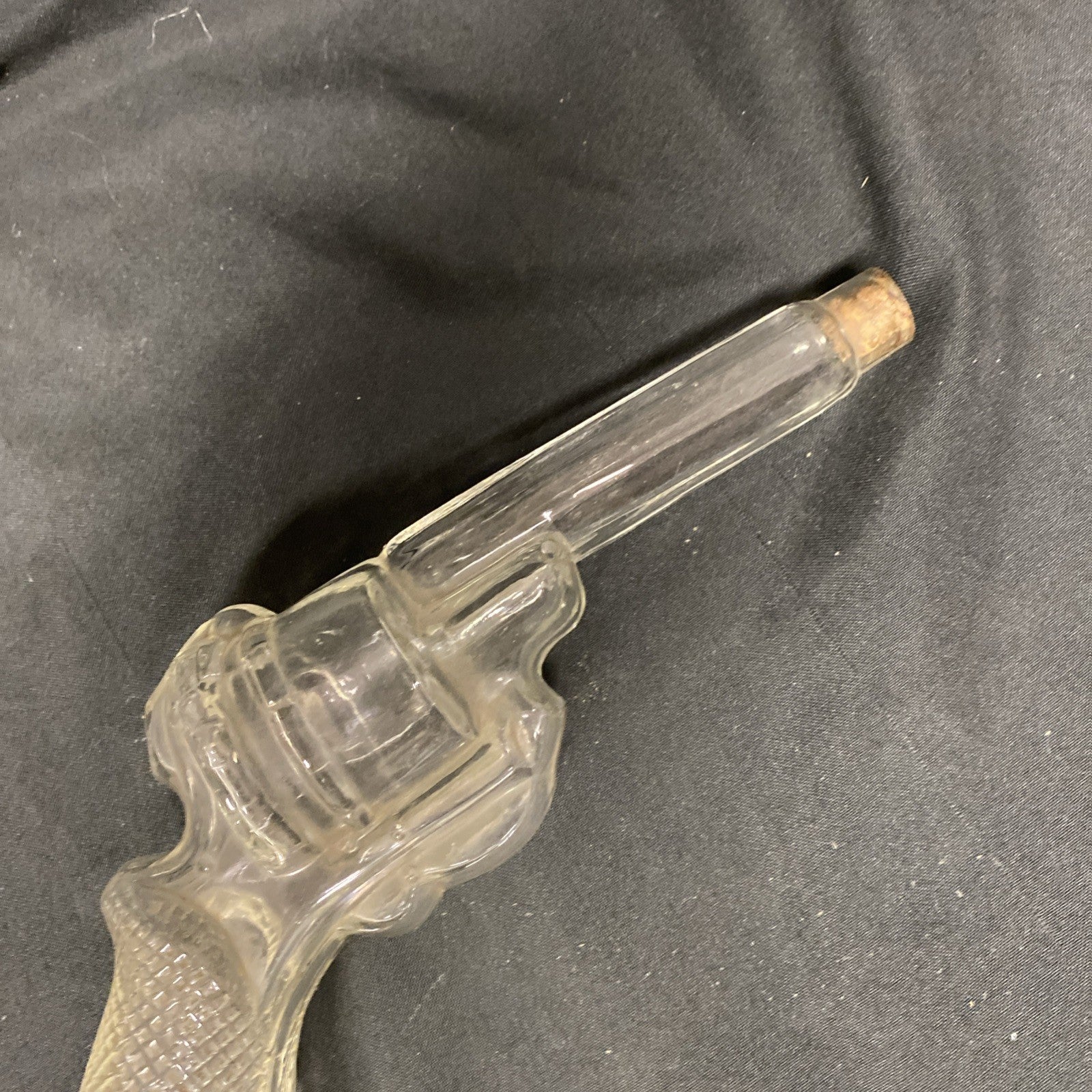 1920s Glass revolver bottle pistol gun Candy liquor storage antique - (1674)