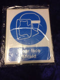 Safety Sticker Sign 200x250mm Pack of 10-  WEAR FACE SHIELD (709