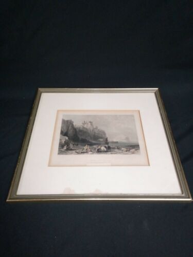 T. Allom R. Sands  1836 Engraving - Tamtallan Castle East-Lothian - Framed (7014