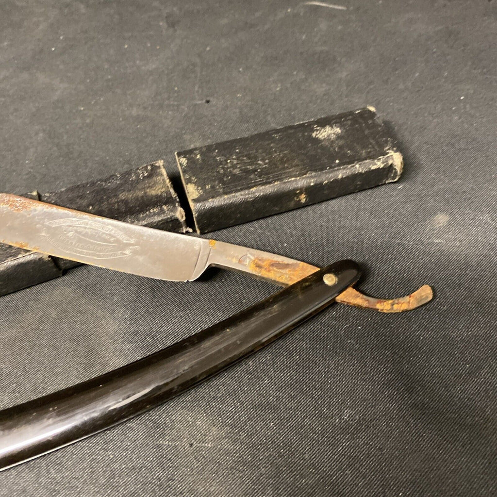 G Wostenholm & Son "Original Pipe Razor" Straight Razor, Etched Boxed - (5371)