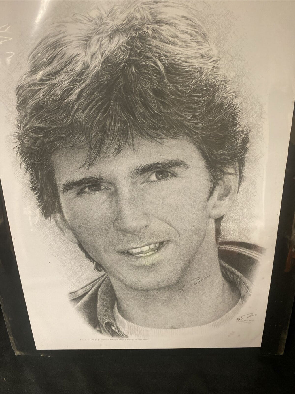 Jonathan Wood Original Pencil Drawing Print Damon Hill Vintage 1990's - (9100)