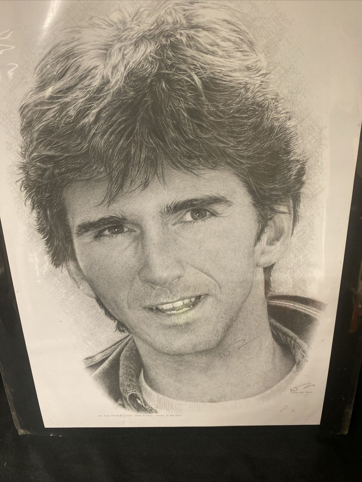 Jonathan Wood Original Pencil Drawing Print Damon Hill Vintage 1990's - (9100)
