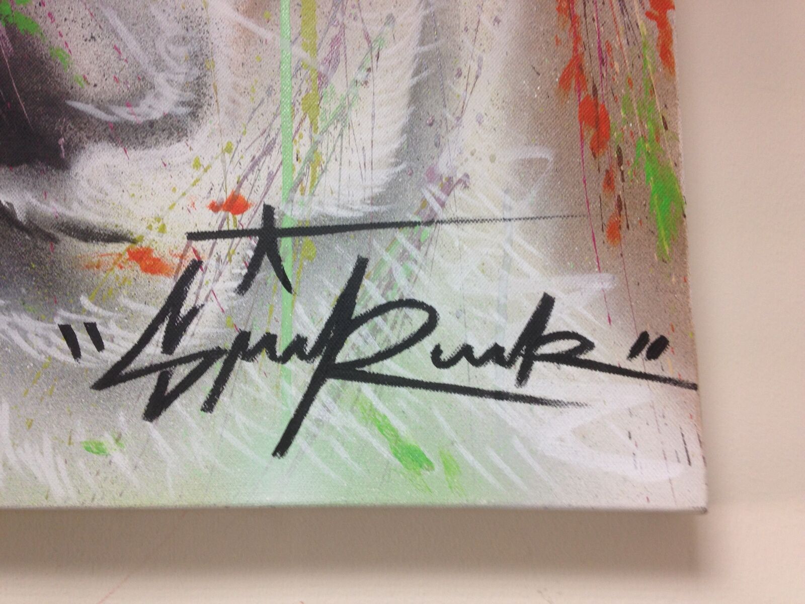 Urban Art - Large Original Paint on Canvas Painting Signed  British Bulldog