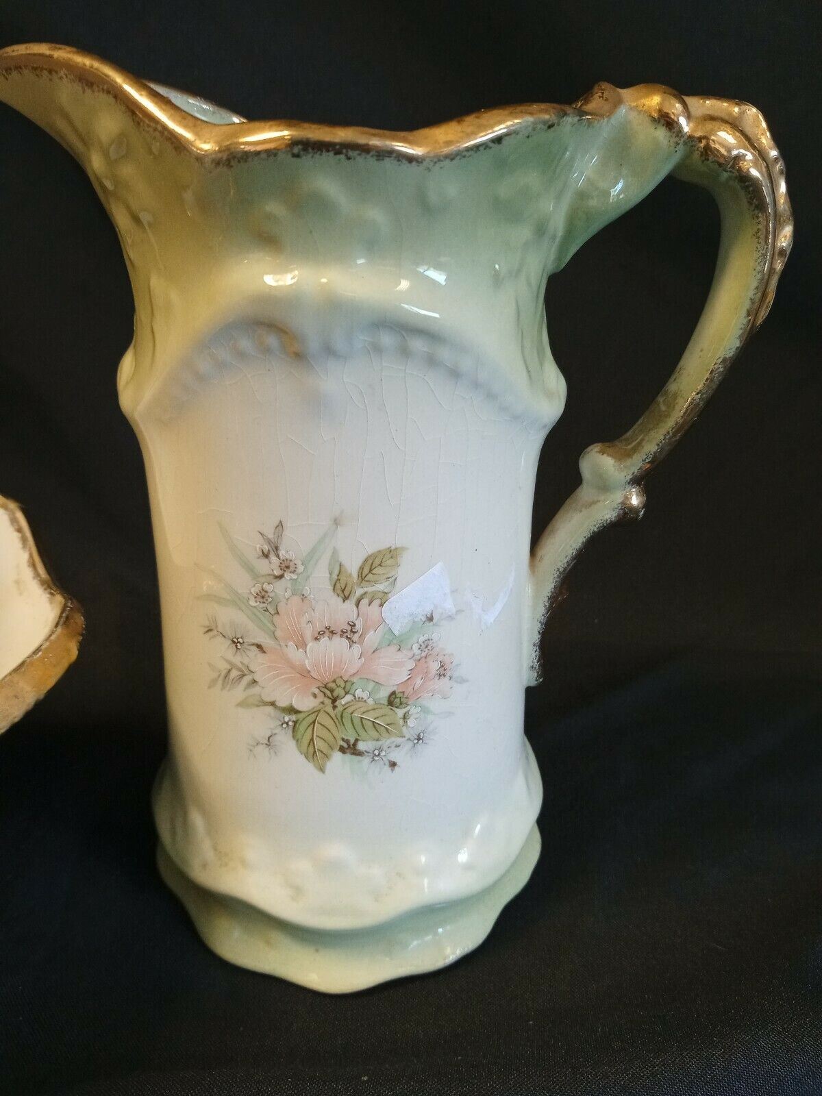 Vintage Shorter & Son Hand Painted Staffordshire Ironstone Basket and Jug (7886)