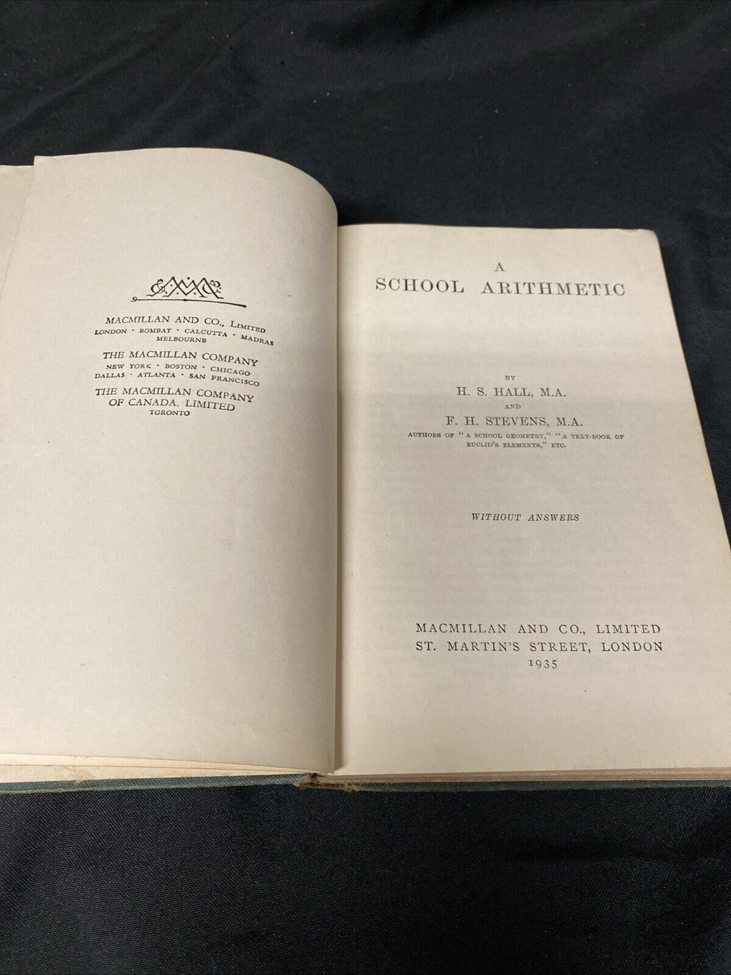 A School Arithmetic Hall & Stevens 1935 Book Without Answers - (5597)