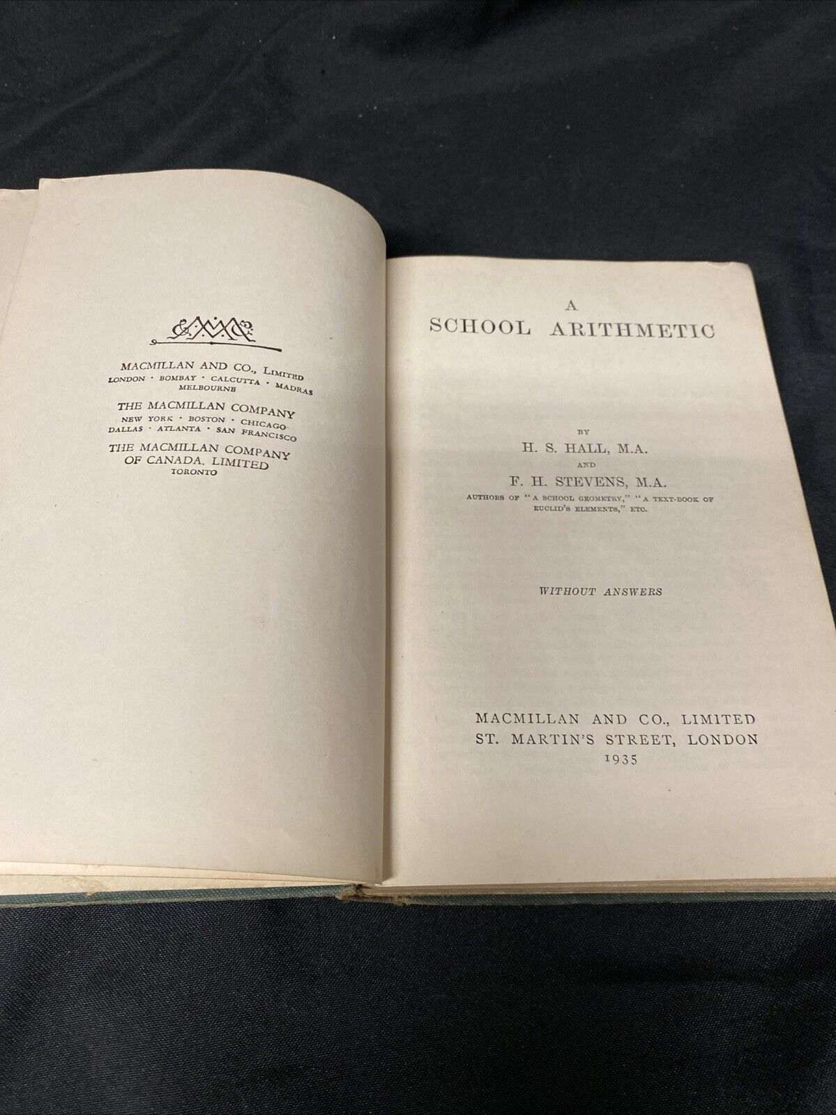 A School Arithmetic Hall & Stevens 1935 Book Without Answers - (5597)