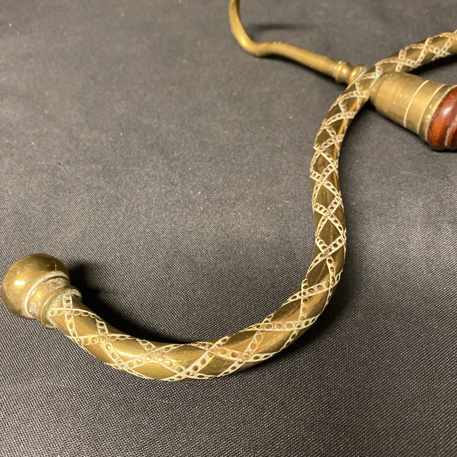 Antique Judge Barrister Wig and Gown Hanger Brass and wood Engraved - (1711)